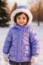 Girls Purple Warm Inner Furr Hoodied Puffer Jacket HJ6202C